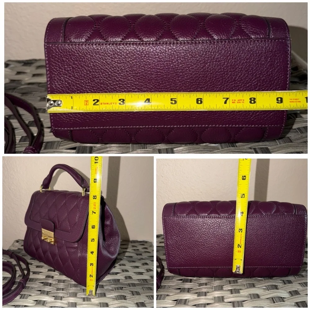 Vera Bradley Stella Quilted Leather Top Handle Satchel Crossbody Bag in Plum - Picture 4 of 12